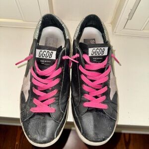 GGDB Black Sneakers with Pink Laces